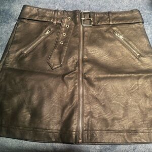Chocolate Black Leather Skirt